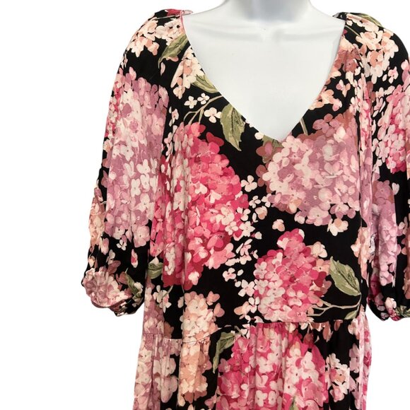 H&M Hydrangea Floral Puff Sleeve Maxi Dress - Size L - Picture 4 of 6